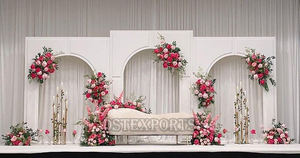 แผงไม้ฉากหลังงานแต่งงานแบบอเมริกันแผงไม้ขนาดตามสั่งธีมสีขาวของสหราชอาณาจักรงานแต่งงานน้ำหนักเบาสินค้าส่งออก - Product Image 5