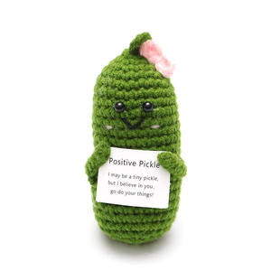 Inspirational Knitted Toy & Encouraging Card Handmade 4.72in Pickled Cucumber Emotional Support Birthday Cheer-up Gifts - Product Image 6
