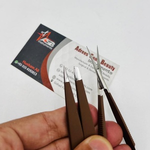 Pince à épiler à sourcils pointue inclinée brun foncé Logo personnalisé Pince à épiler à sourcils en acier durable avec ciseaux à ressort pour sourcils - Product Image 6