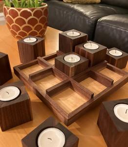 Porte-bougie en bois poli à la main, fourni directement par l'usine, pour une décoration minimaliste de la maison, disponible au prix d'usine - Product Image 3