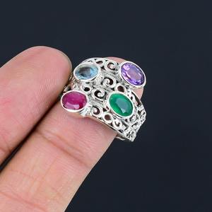 Boho Style 925 Sterling <b>Silver</b> multi <b>Stone</b> Gemstone <b>Ring</b> Jewelry Handmade <b>Silver</b> <b>Ring</b> Jewelry For Women Wedding Gift For Her - Product Image 5