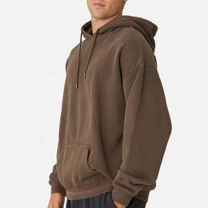 Vente en gros de 350 grammes de pull surdimensionné sweat à capuche polaire d'hiver pour hommes teint uni pull pour garçons pantalon de survêtement polaire sweats à capuche - Product Image 5