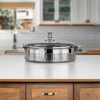 Casseroles modernes élégantes en acier inoxydable finition argentée avec couvercle en verre, compatibles induction, lavables au lave-vaisselle, écologiques, résistantes au four