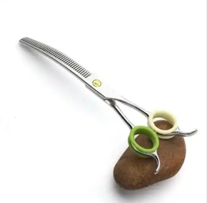 Tijeras de belleza para mascotas planas y curvas de 6,5/7,0 pulgadas, tijeras de hueso de pescado y esponjosas para el cuidado profesional de mascotas - Product Image 6