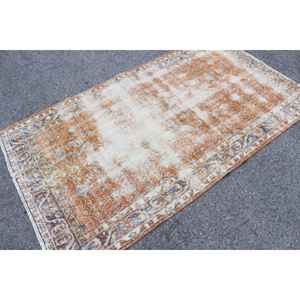 Tapis vintage 3,8x6,9 pieds, tapis turc, tapis à imprimé animalier marron et bleu - Product Image 3