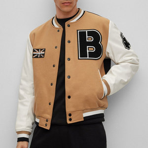 Premium Canvas Streetwear Letterman Jacket with Front Logo & Custom Patches Wholesale Price - Product Image 1