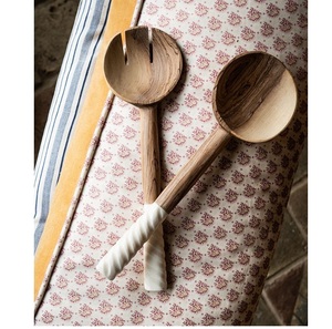 Dark Brown Wooden Salad Server Set Elegant Home Restaurant Tableware Decoration <b>Flatware</b> for Sale - Product Image 2