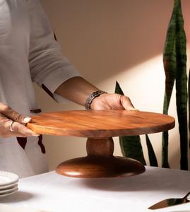 Soporte Moderno de Madera para Tartas, Base de Cúpula Lisa, Madera de Acacia Natural Hecha a Mano, Ecológico, Exhibidor de Postres para Fiestas y Hogar - Product Image 3
