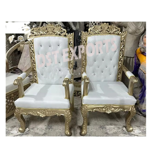 Chaises de mariage à dossier haut Chaises de réception de mariage indiennes de luxe Trône de mariage de fantaisie pour les mariés - Product Image 3