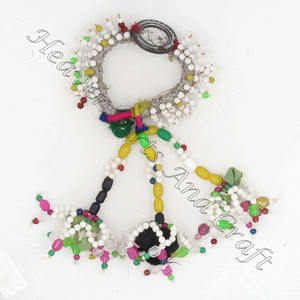 Rare Beaded Pom Tassels-Bolso Borlas Pulseras gitanas antiguas auténtica BANJARA tribal brazo pulsera tobillera borla vientre - Product Image 5