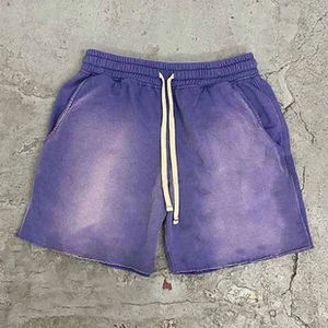 Pantalones cortos de decapado de algodón Vintage 100% personalizados para hombre, verano, se desvanece el sol, cordón medio, doble bolsillo, transpirable, deportes informales - Product Image 6