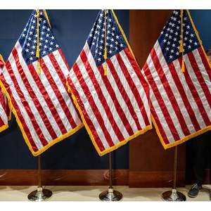 4x6 Feet Luxury Embroidered American <b>Flag</b> Gold Fringe Made USA Heavy Duty Silk <b>Pole</b> Sleeve Banner Pennant Style USA TOP FLAGSINC - Product Image 4