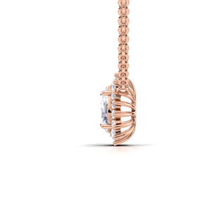 Pendentif halo en diamant de laboratoire certifié IGI, taille poire, en or blanc/jaune et rose 14 carats, design luxueux en grappe - Product Image 3
