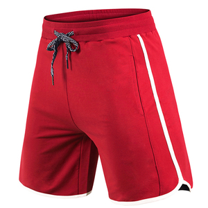 Pantalones Cortos Deportivos Rojos para Hombre, Cintura Media, Cordón Ajustable, Secado Rápido, Tejido de Poliéster, Ajuste Atlético Informal con Raya Lateral - Product Image 2