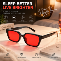 Lunettes de sommeil anti-lumière bleue à verres rouges, pour la nuit, verres PC, forme carrée, emballage personnalisé, marque privée, OEM