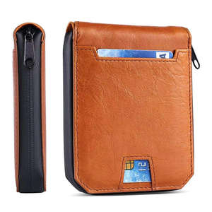 Nouvel arrivage : Porte-cartes de crédit en cuir véritable, minimaliste, anti-RFID, avec fermeture éclair – Qualité supérieure, vente en gros compétitive - Product Image 1