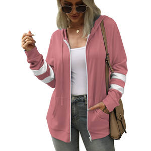 Haute qualité sur mesure votre conception de logo respirant séchage rapide anti-boulochage plaine fermeture éclair manches longues sweats à capuche pour femmes - Product Image 5