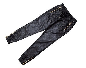 กางเกงจ็อกเกอร์หนังเทียมสำหรับผู้ชาย กางเกงฮาเร็มฮิปฮอป เอวยางยืด ขากางเกงรัดข้อเท้า มีเชือกผูกเอว น้ำหนักเบา เอวสูง กันน้ำ - Product Image 4