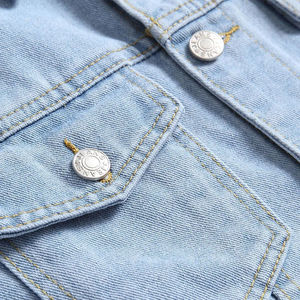 Venta al por mayor por encargo de los hombres lavados sólida chaqueta de mezclilla de manga completa de estilo occidental chaqueta personalizable para hombre - Product Image 5