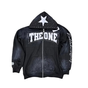 Sudadera con Capucha Desgastada, Lavada al Ácido, Estilo Sólido, Precio Bajo, Mejor Oferta, Hecha a Medida para Hombre - Product Image 1