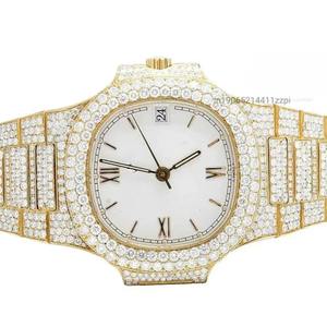 นาฬิกาควอตซ์ดีไซน์เพชรสุดพิเศษสำหรับผู้ชาย นาฬิกาข้อมือสแตนเลสสตีลกันน้ำ ดีไซน์ทันสมัย - Product Image 3