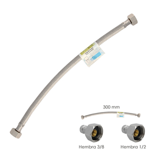 Tubo Flessibile in Acciaio Inossidabile, Connettore Femmina 3/8 - Femmina 1/2 - 300mm - Product Image 1