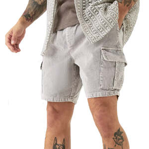 Bermudas transpirables con lavado ácido para hombre al mejor precio, diseño sólido de punto y cierre de cordón personalizado, cintura media, hecho en fábrica - Product Image 2