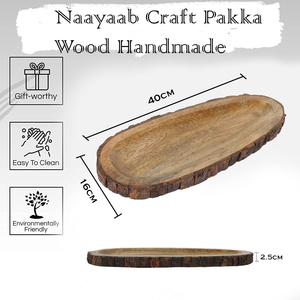 Plateau de service en bois fait à la main 40x16x2 5 cm fabriqué à partir de bois de manguier parfait pour la table à manger de cuisine et les utilisations domestiques de l'Inde - Product Image 4