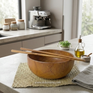 Ensemble de bols et d'assiettes carrés en teck écologiques modernes - Salade/Soupe - Motifs personnalisables - Vaisselle de table - Product Image 5