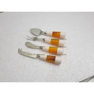 ชุดช้อนส้อมมีดที่มีด้ามจับเรซินดีไซน์ใหม่ชุดเครื่องใช้บนโต๊ะอาหารโลหะ - Product Image 6