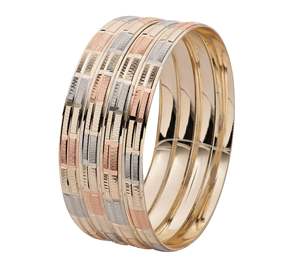 Venta al por mayor de brazaletes de oro de 3 tonos, juego de brazaletes de oro de 3 tonos, brazaletes de moda de varios tonos, juegos de brazaletes de latón de tres colores. - Product Image 1