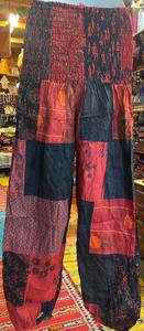 Sarouel d'été en rayonne pour femme avec taille élastique Design patchwork multicolore et poches Pantalon de vêtements de festival - Product Image 3