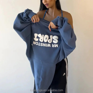 เสื้อมีฮู้ดโอเวอร์ไซส์สำหรับผู้หญิงผ้าคอตตอนปักลายแบบไม่มีเชือกหนา - Product Image 6