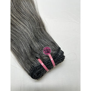 Extensions de cheveux humains gris droit de qualité 12A, mèches vierges Remy indiennes, donneur unique, trame longue durée, commande minimum 1 mèche - Product Image 3