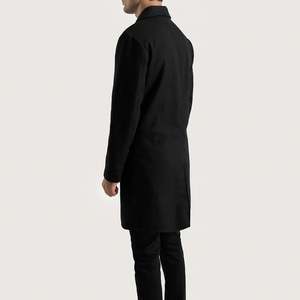 Manteau en laine noire à simple boutonnage pour homme Petrillo - Product Image 5