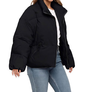 Custom Designs Winter Women's Zipper Puffer Down <b>Jacket</b> Street Style Fashion Polyester Nylon Women Casual Puffer <b>Jackets</b> - Product Image 3