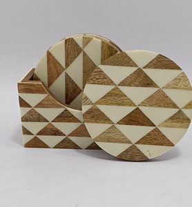 แผ่นรองแก้วไม้ฝังเรซิ่น อุปกรณ์ครัว ของใช้บนโต๊ะอาหาร ผลิตภัณฑ์งานฝีมืออินเดีย สำหรับแผ่นรองแก้วไม้หลากสี - Product Image 6