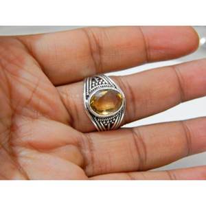 Anillo de plata 925 Unisex de calidad AAA +, joyería citrina genuina de corte ovalado hecha a mano, forma de marquesa, regalo perfecto para ella y su R0323-GS - Product Image 2