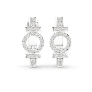 Round Moissanite Circular Cluster Halo Drop <b>Earrings</b> 925 <b>Sterling</b> <b>Silver</b> 66 Stone Prong Set <b>Dangle</b> <b>Earrings</b> for Bridal Wedding - Product Image 2