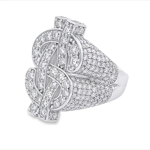 Anillo de Compromiso Hip Hop de Plata de Ley 925 con Baño de Oro, Certificado por IGI, con Diamante Cultivado en Laboratorio de Corte Ovalado para Mujer - Product Image 2