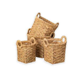 Hot Selling Vecraft Modern Sustainable Multifunction Rectangle Baskets Vietnamese Hyacinth <b>Storage</b> Bucket Set Laundry Boxes Bins - Product Image 4
