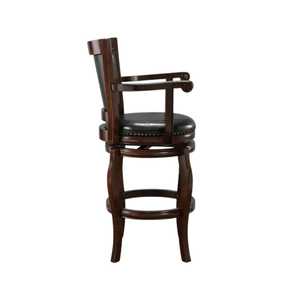 Chaise de bar pivotante classique en bois massif, tabouret de comptoir rembourré en cuir PU, mobilier de luxe pour café, restaurant, hôtel - Product Image 3