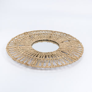 Espejo de pared de hierba marina natural de nueva tendencia, decoración de habitación, espejos redondos de paja sostenible - Product Image 3