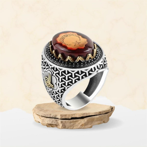 แหวนแฟชั่นทันสมัยสำหรับผู้ชายและผู้หญิง เงินแท้ 925 รุ่นใหม่ ของขวัญแบบอิสลามสำหรับทุกเพศ ประดับด้วยพลอย สไตล์คลาสสิก รุ่นตุรกี - Product Image 4