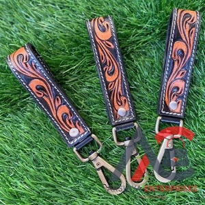Llaveros de cuero tallados a mano, llaveros de cuero con estampado Floral en relieve, accesorios de cuero, llaveros bonitos para hombres - Product Image 1