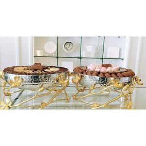Decoración de mesa soporte dulce último cuenco decorativo para servidor de Chocolate cuenco de Chocolate de Metal de alta calidad con detalles florales dorados - Product Image 1