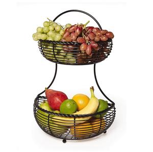 Panier de rangement de fruits de luxe à deux niveaux Mikasa Gourmet Basics treillis métal forme rectangulaire pour la maison pépinière cuisine garde-manger - Product Image 2