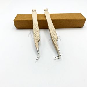 Pinzas de extensión de pestañas con logotipo personalizado 2025, pinzas japonesas de acero inoxidable con agarre de diamante, pinzas de pestañas de volumen desnudo con punta puntiaguda - Product Image 5