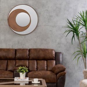 Miroir mural décoratif artistique avec cadre en bois et métal Miroir décoratif en bois pour maisons élégantes Minimaliste - Product Image 2