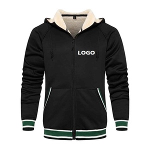 Top hommes hiver sweat à capuche zippé coton lourd écologique respirant personnalisable Streetwear - Product Image 1